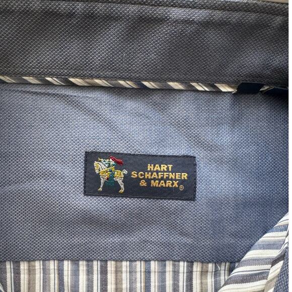 Hart Schaffner & Marx Men’s Large Button Down Dress Shirt Stripped Casual Cotton - Picture 3 of 7